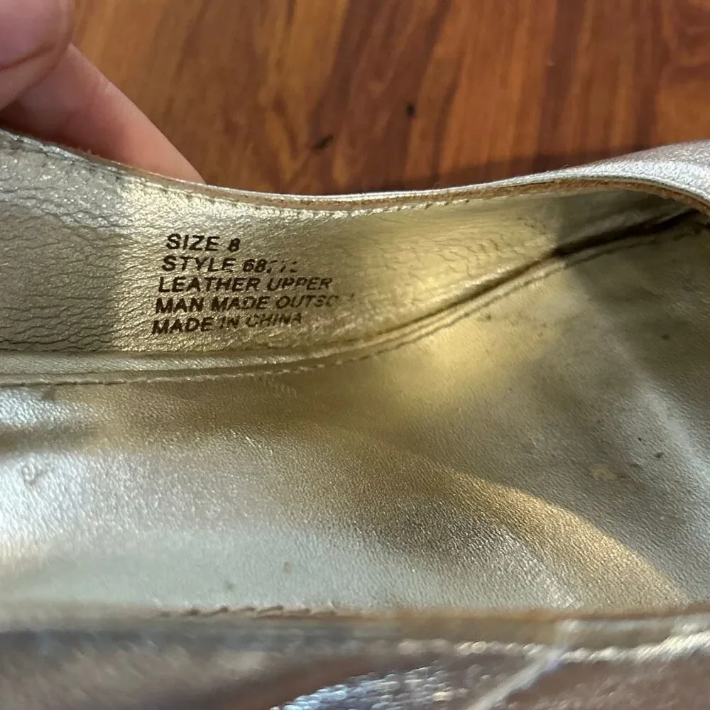 Lilly Pulitzer gold leather raffia wedges peep toe size 8